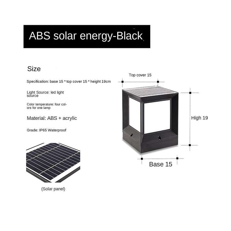 Led Solar Column Headlight Solar Powered Pillar Lamp Outdoor Waterproof Wall Light for Courtyard Lan