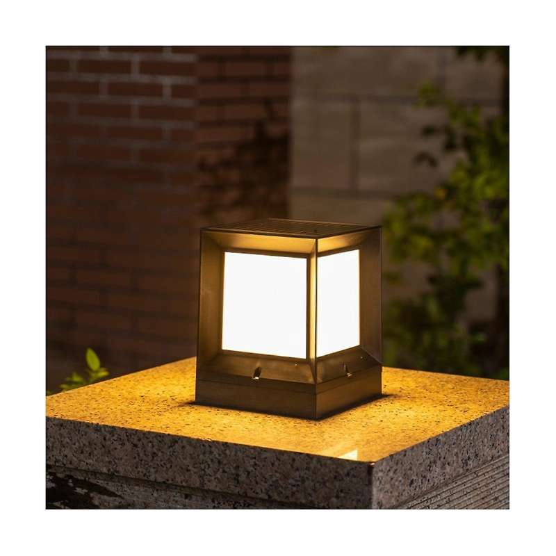 Led Solar Column Headlight Solar Powered Pillar Lamp Outdoor Waterproof Wall Light for Courtyard Lan