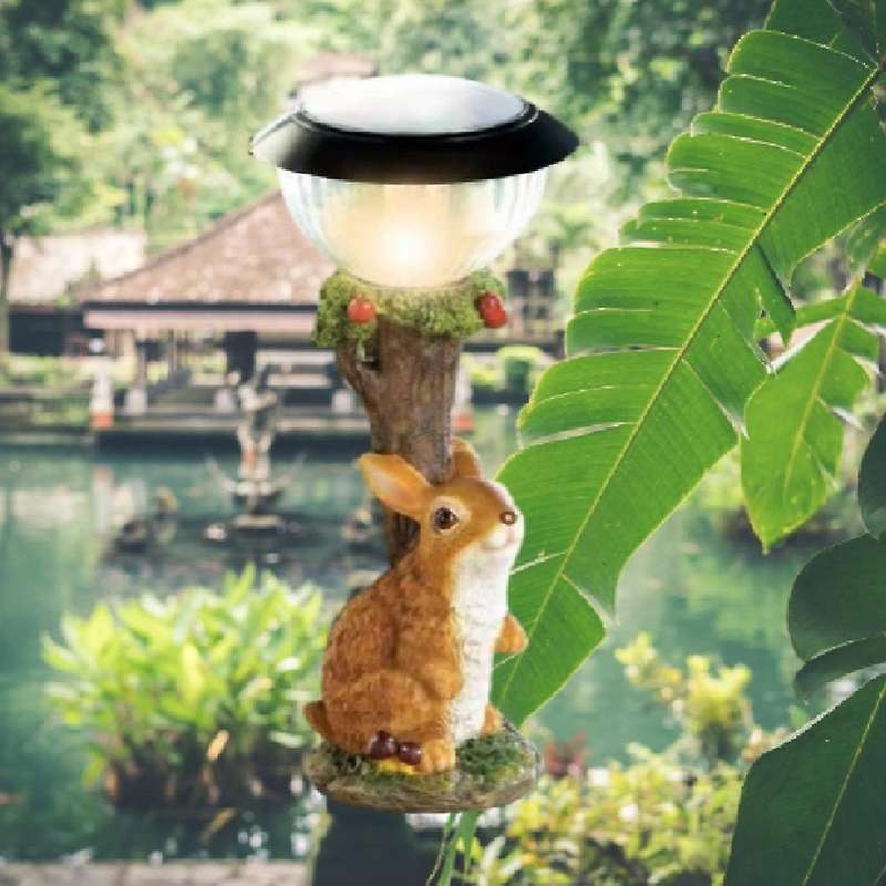 Led Solar Light Rabbit Resin Figurine Light Outdoor Garden Lawn Lamp Yard Art Ornaments Elf Animal C