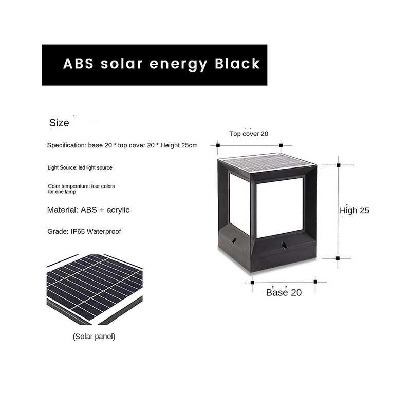 Led Solar Column Headlight Solar Powered Pillar Lamp Outdoor Waterproof Wall Light for Courtyard Lan