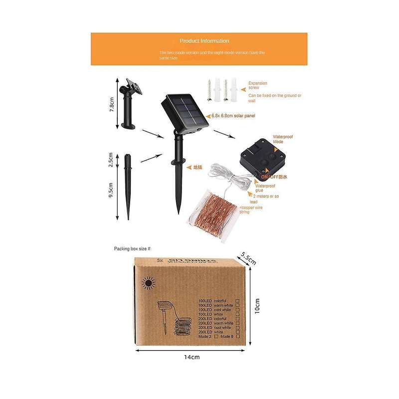 LED Solar Fairy Lights Outdoor Solar Lights Waterproof Solar Lights with 8 Modes Decoration for Gard