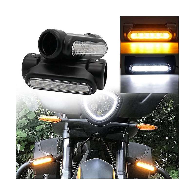 Led Steering Bar Guard Light Motorcycle Bar Guard Turn Signal Lever Light for Motorcycles Black