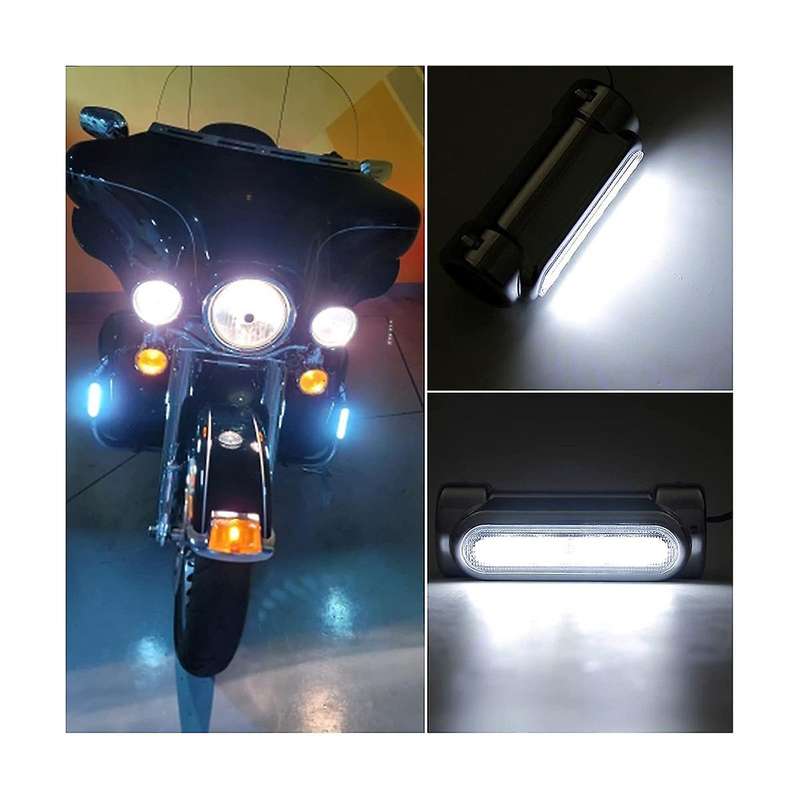 Led Steering Bar Guard Light Motorcycle Bar Guard Turn Signal Lever Light for Motorcycles Black