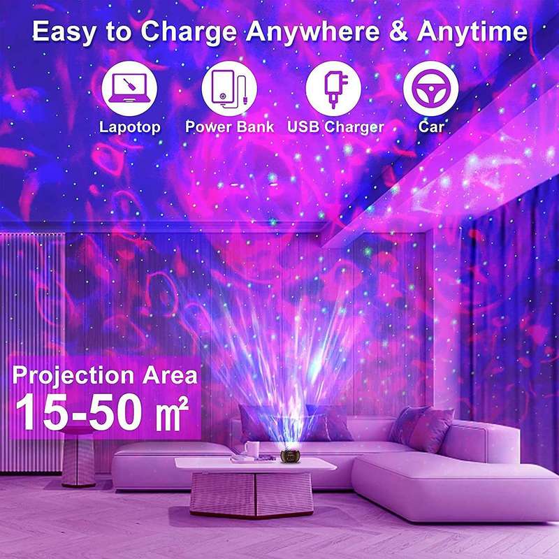 Led Starry Projector Lamp,bluetooth Music Player , Remote Control,timer for Children Adults Party D