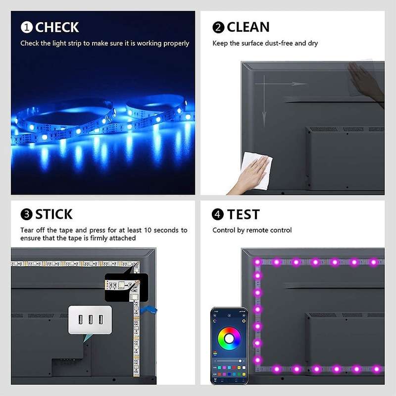 LED Strip Light Bluetooth Flexible Lamp Tape Diode SMD5050 DC5V Desk Screen TV Background Room Light