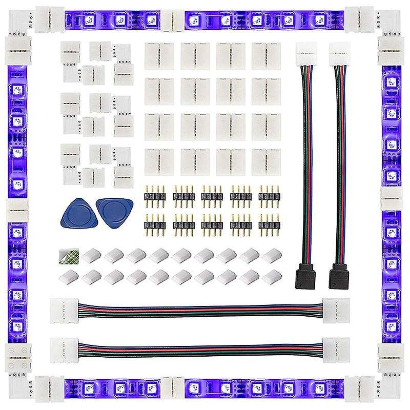 LED Strip Connector 4 Pin 10mm Solderless RGB Light Strip Connector for 5050 SMD - Gapless Connector