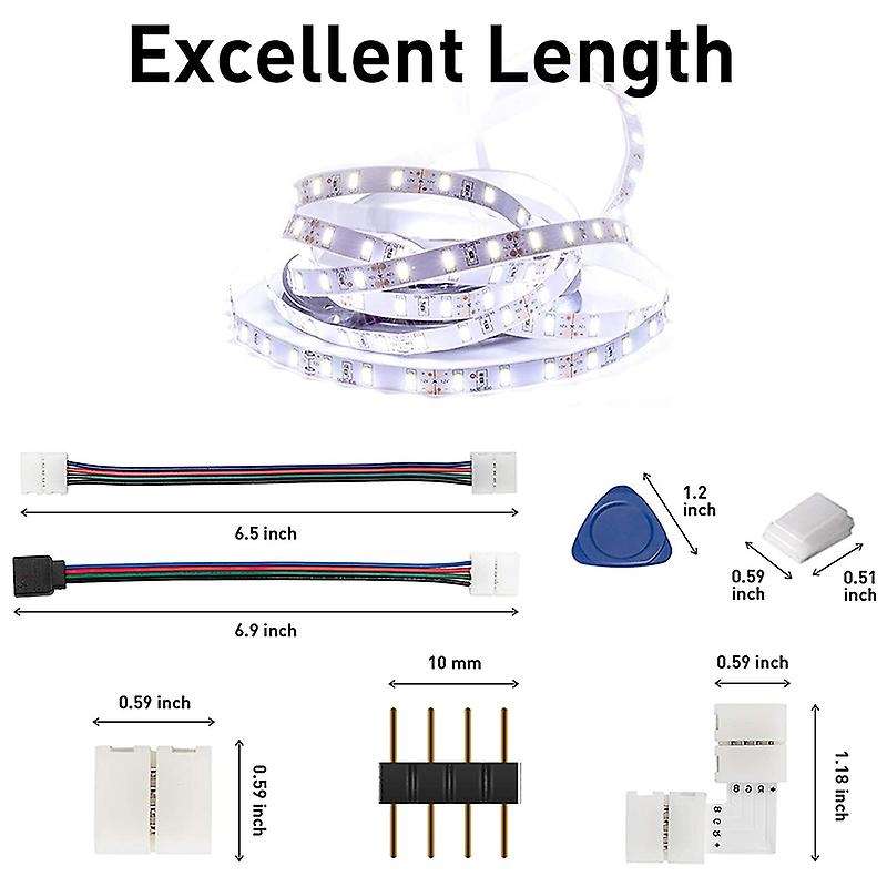 LED Strip Connector 4 Pin 10mm Solderless RGB Light Strip Connector for 5050 SMD - Gapless Connector