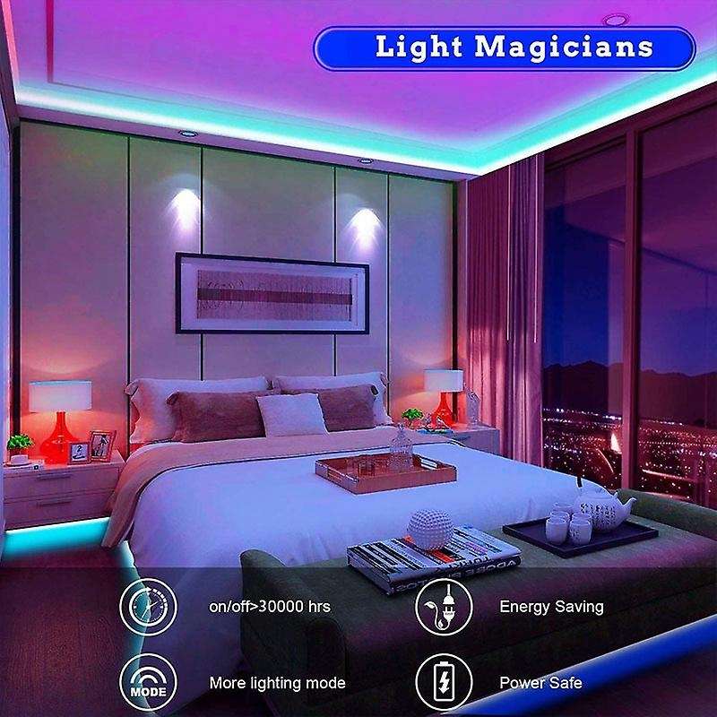 LED Strip Lights RGB with Remote Control Bright 5050 Colorful 10M Light Strip for Bedroom EU Plug