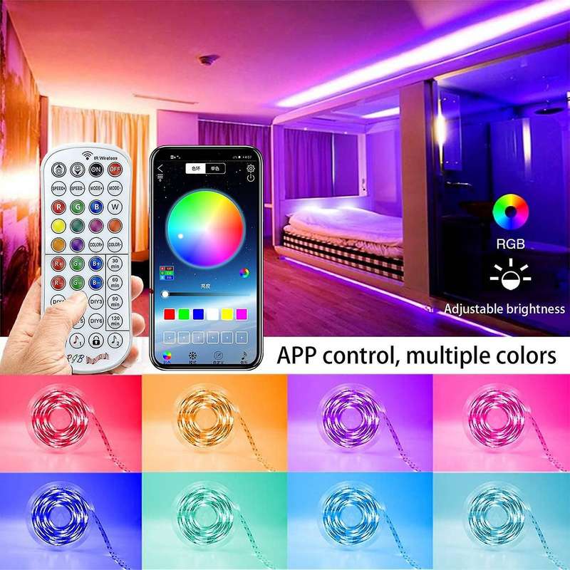 LED Strip Lights RGB 5050 Tape Lights Color Changing with Remote for Bedroom LED Light Strips 10M EU