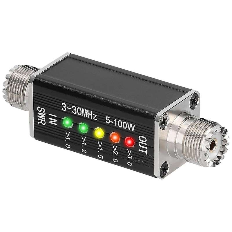 Led Swr Meter 3-30mhz Frequency Shortwave Standing Waves Indicator with 5 Led M Female Interface