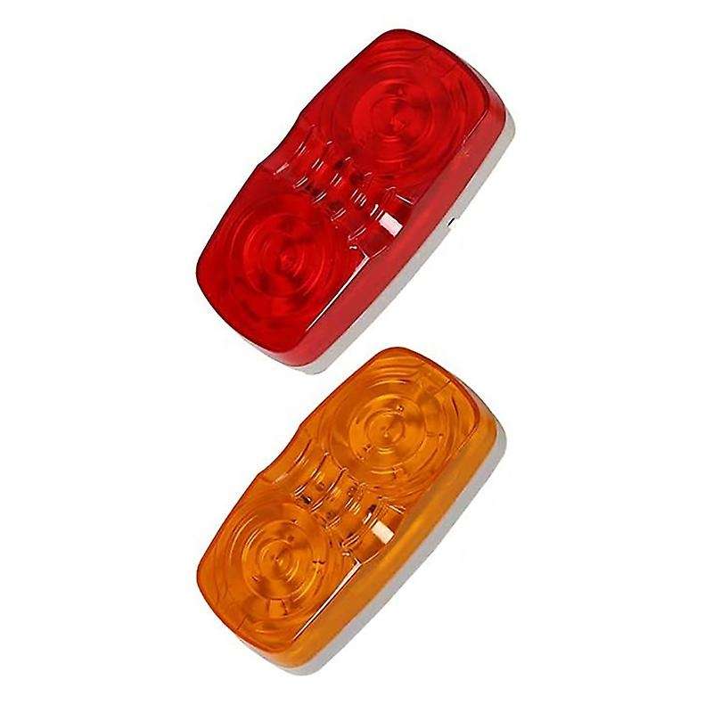 LED Trailer Marker Light Diodes Light Indicator Double Bubble Surface Mount (4 Red + 4 Yellow)