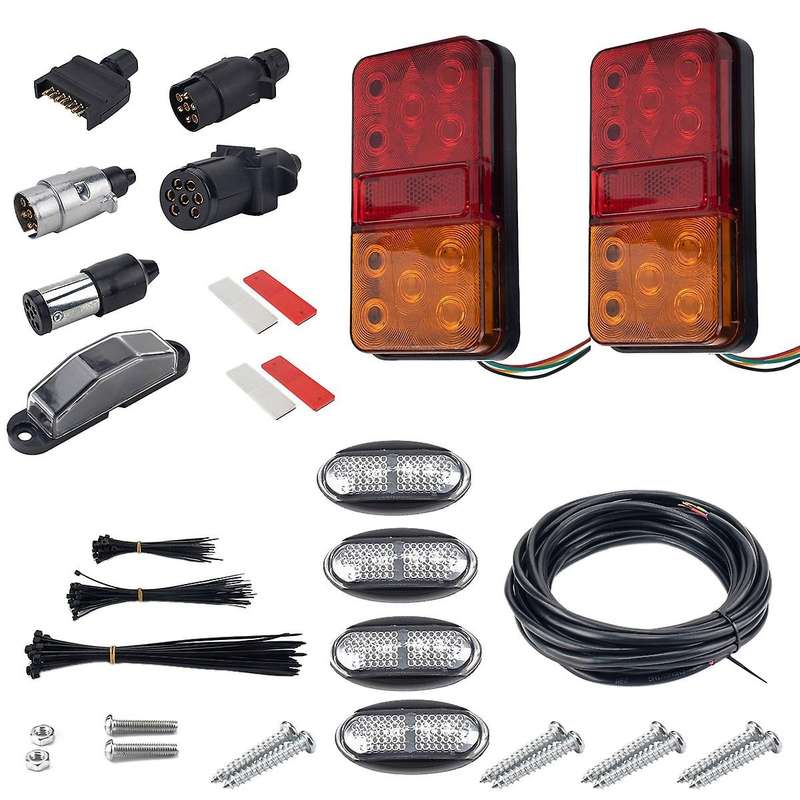 Led Trailer Tail Light Kit Pair Plug, 8M Wire Caravan Boat Ute Waterproof EU Plug AU Plug