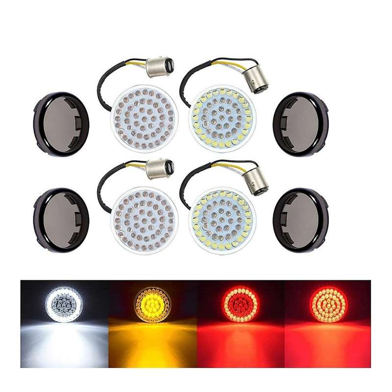 Led Turn Signals Bulbs, 2inch Front Rear Black-finish Lights Smoked Lenses Kit for Touring Softail