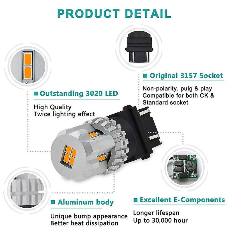 Led Turn Signal Lights 3157-Led Bulbs Amber Yellow 3020 Smd Extremely Bright 3047 4157 3057 Led Bulb
