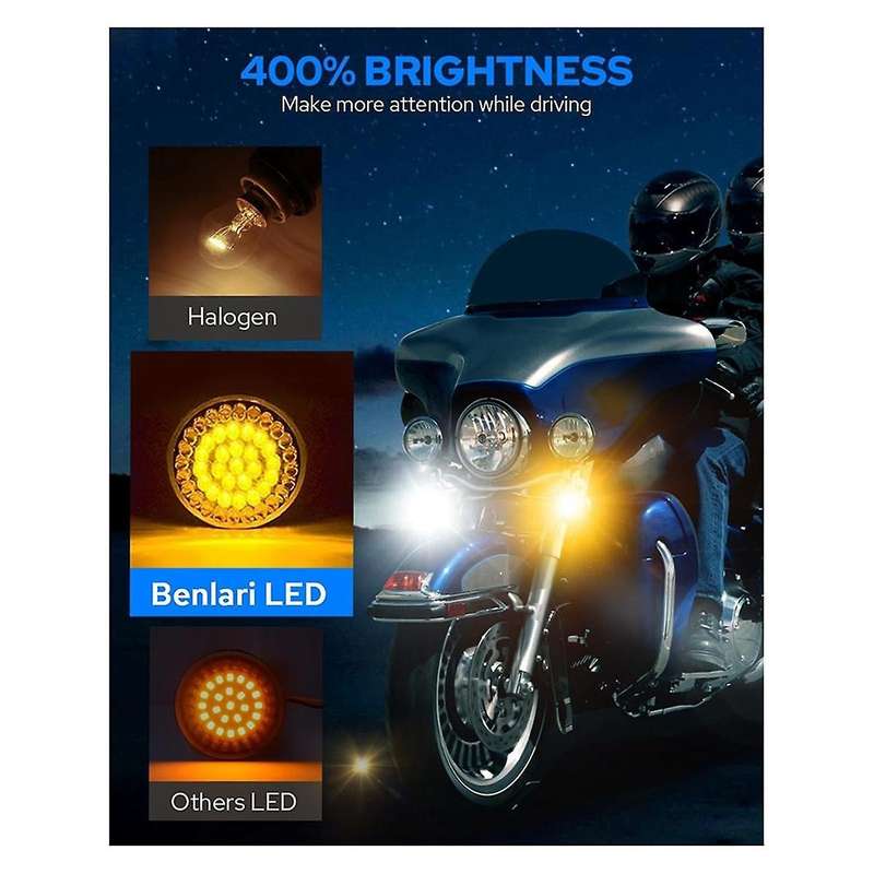 Led Turn Signals Bulbs, 2inch Front Rear Black-finish Lights Smoked Lenses Kit for Touring Softail M