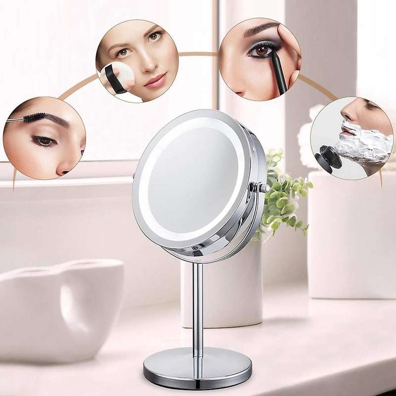 Led Vanity Mirror Double-Sided 1X 10X Enlarged Double-Sided Circular Vanity Mirror Desktop Vanity Mi