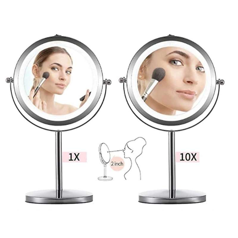 Led Vanity Mirror Double-Sided 1X 10X Enlarged Double-Sided Circular Vanity Mirror Desktop Vanity Mi