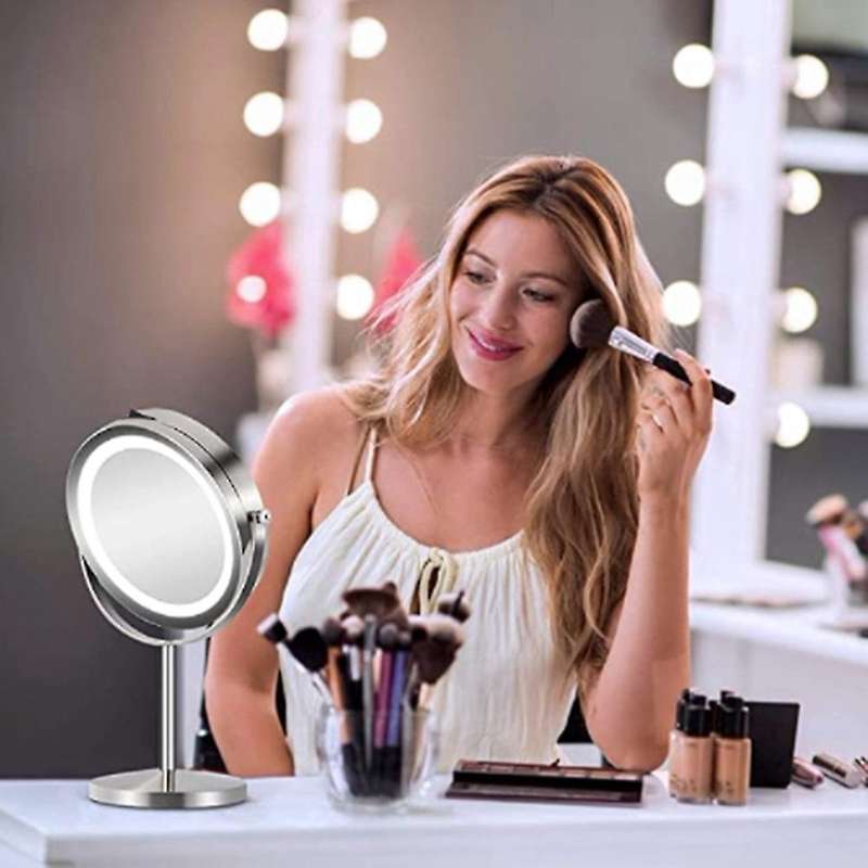 Led Vanity Mirror Double-Sided 1X 10X Enlarged Double-Sided Circular Vanity Mirror Desktop Vanity Mi