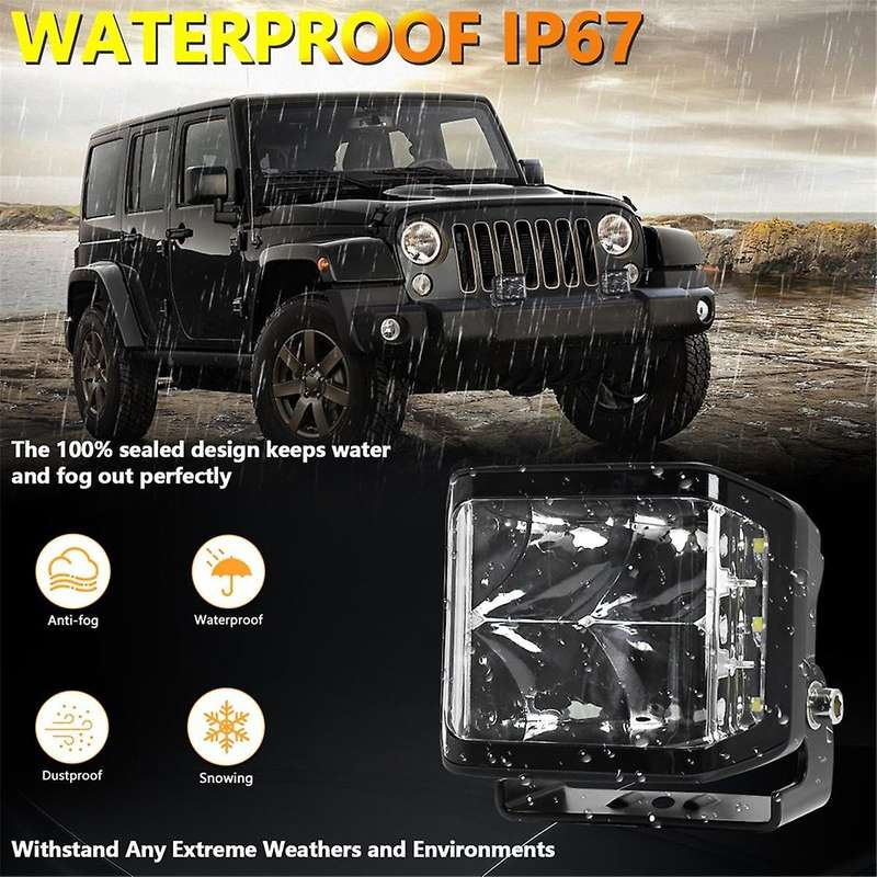 LED White Worklights 100W 10000LM Offroad Fog Light for Truck SUV Boat Work Lights Night Driving La