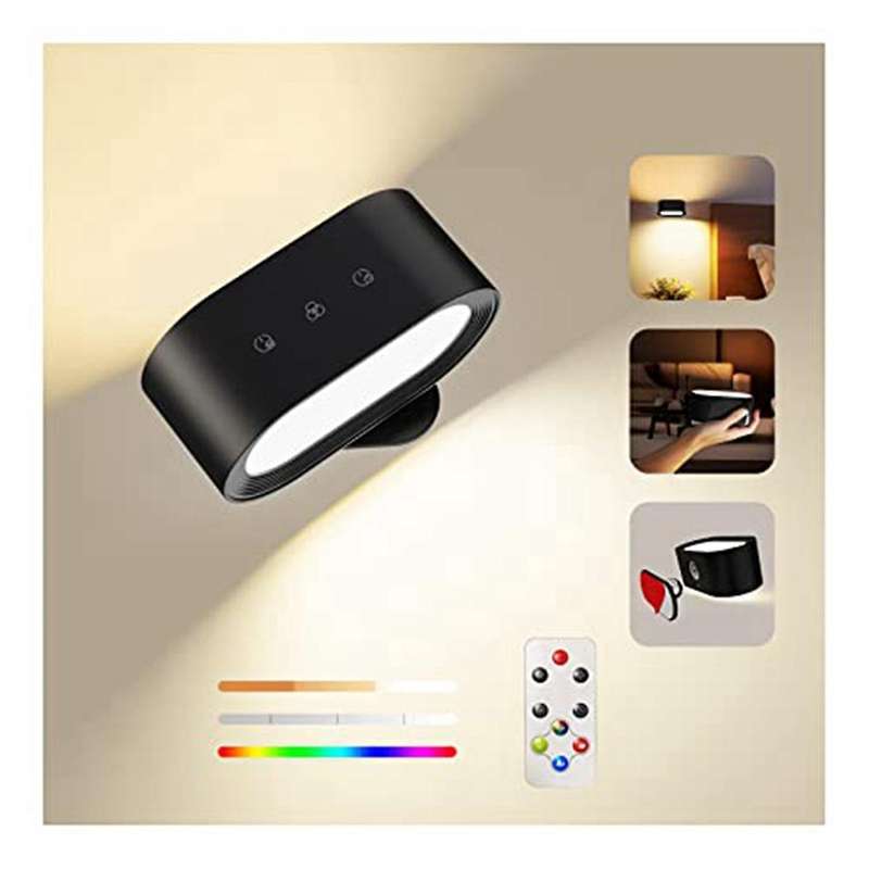 Led Wall Mounted Lights with Remote, Wall Sconces Lamp 3000mah Rechargeable Battery Operated White