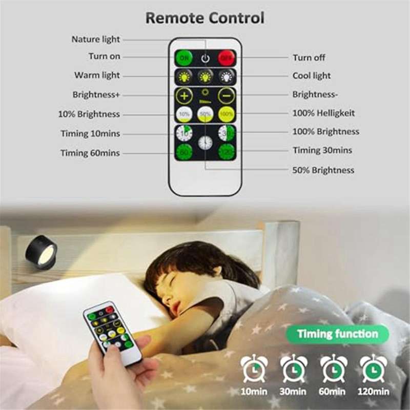 Led Wall Mounted Lights with Remote, Wall Sconces Lamp 3000mah Rechargeable Battery Operated White