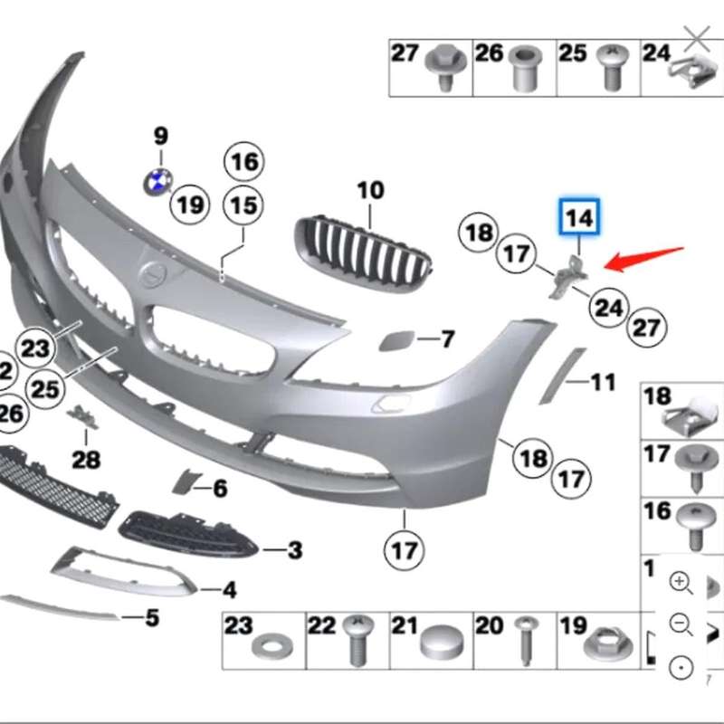 Left & Right Front Bumper Retainer Bracket Holder Bumper Bracket for E89 Z4 2009-2016 51117192157, 5