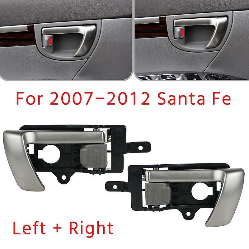 Left +Right Side Interior Inner Door Handle for 2007-2012 Hyundai Santa Fe with Gray Knob 82610-2B0