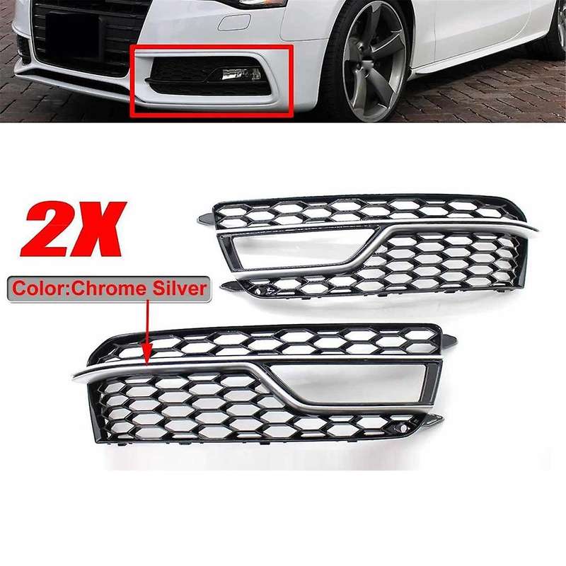 Left Chrome Car Front Bumper Mesh Fog Light Cover Honeycomb Grill Grille Cover for S5 A5 S-lines 20