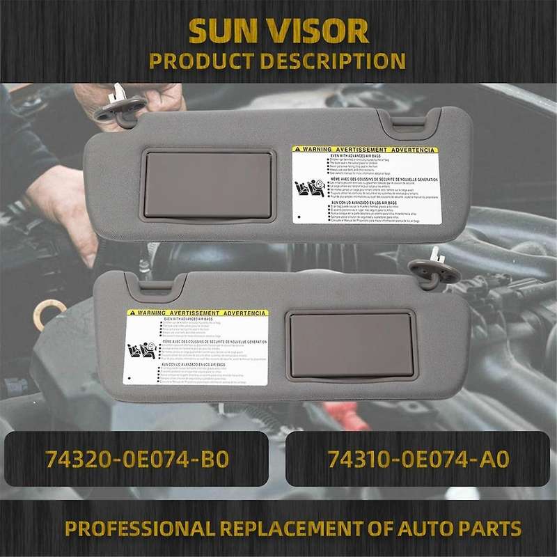 Left Driver & Right Passenger Side Sun Visor with Light for 2014-2019 74320-0E074-B0 74310-0E074-B0