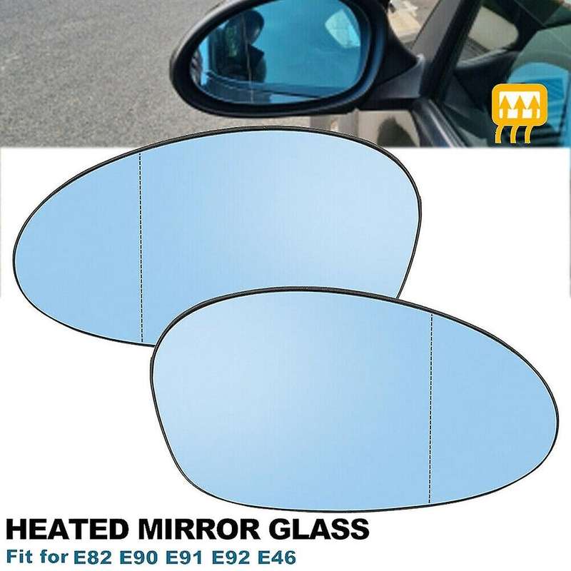 Left Driver Side Blue Wing Door Mirror Rearview Mirror Glass Heated for  1 3 Series E81 E87 E82 E46
