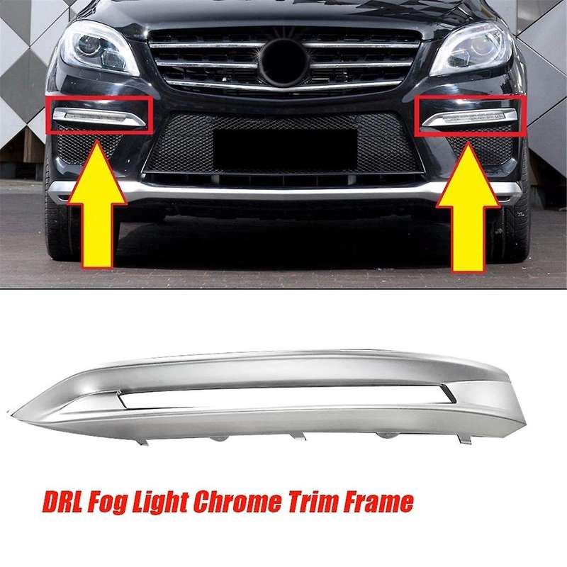 Left Front Bumper Fog Light Trim Bezel A1668851574 for W166 ML/ 63 2012-2015 DRL Lamps Chrome Frame