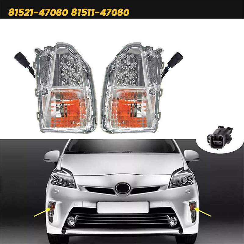 Left Front Fog Lamp LED Turn Signal Light W/Bulb 81521-47060 for Prius 2012-2015 Daytime Parking Lam