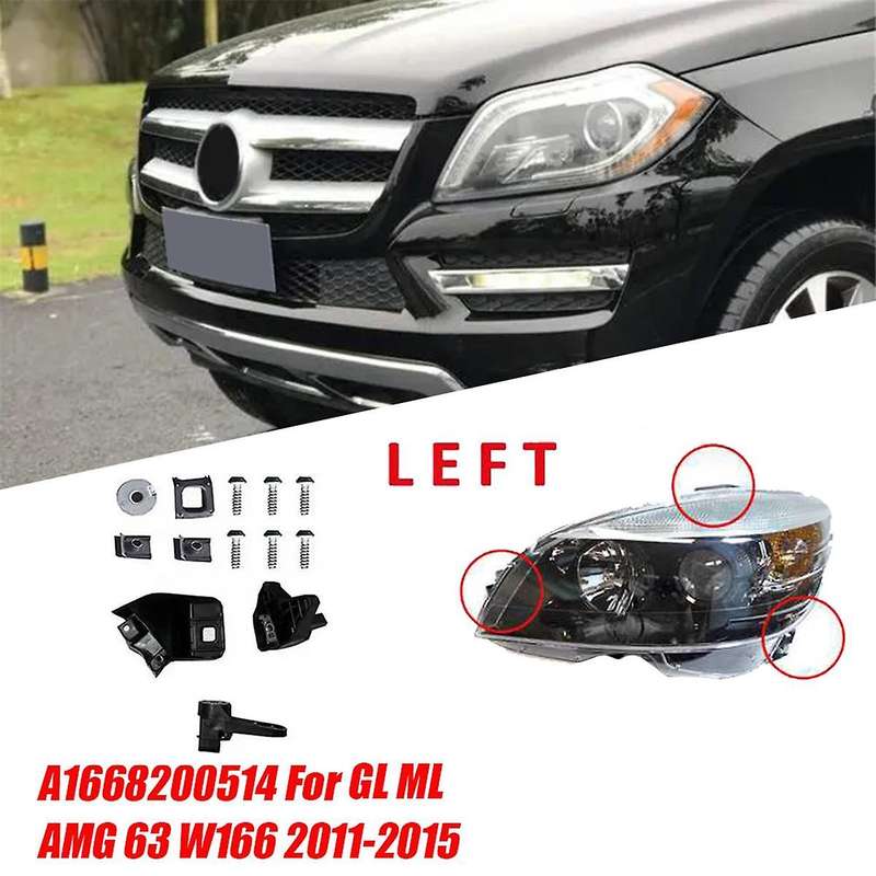 Left Front Headlight Bracket Repair Kits A1668200514 for Ml-class 63 W166 2011-2015 Fixed Screw