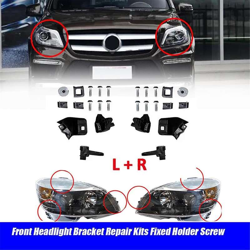 Left Front Headlight Bracket Repair Kits A1668200514 for Ml-class 63 W166 2011-2015 Fixed Screw