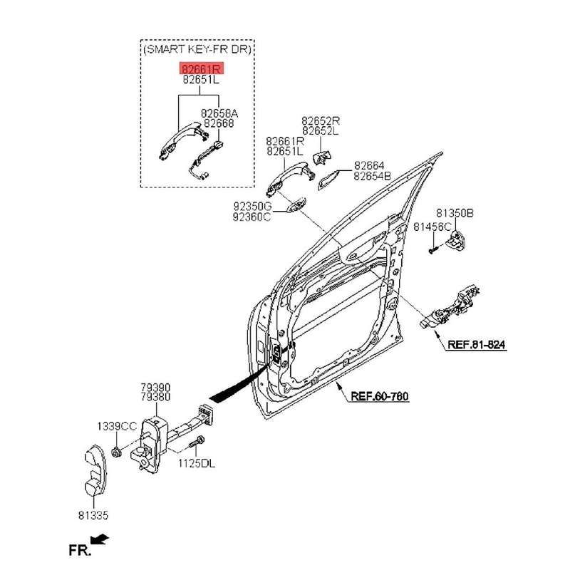 Left Front Inductive Outside Door Handle with Button 82651-C5710 for 2015-2018 Chrome Catch Pull Han