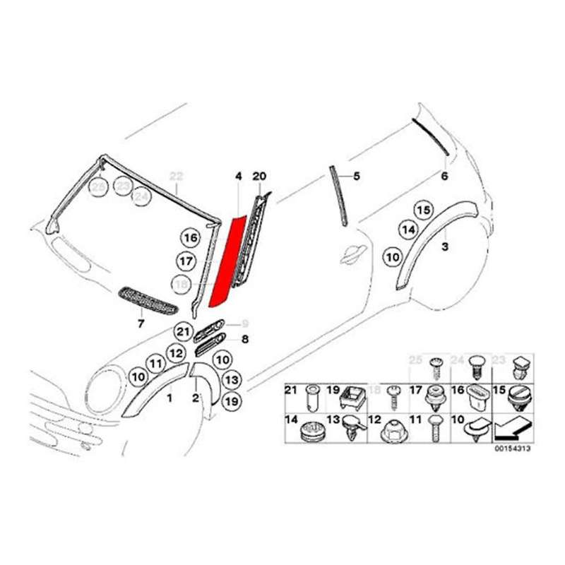 Left Front Windshield A-pillar Trim Panel 51137128157 for R50 R52 R53 2001-2008 Window Post Trim Cov