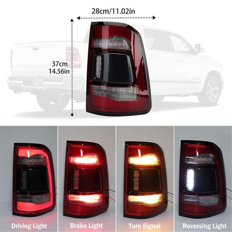 Left LED Tail Lights Rear Brake Light Assembly without Blind Spots for RAM 1500 55112993AD,55112993A