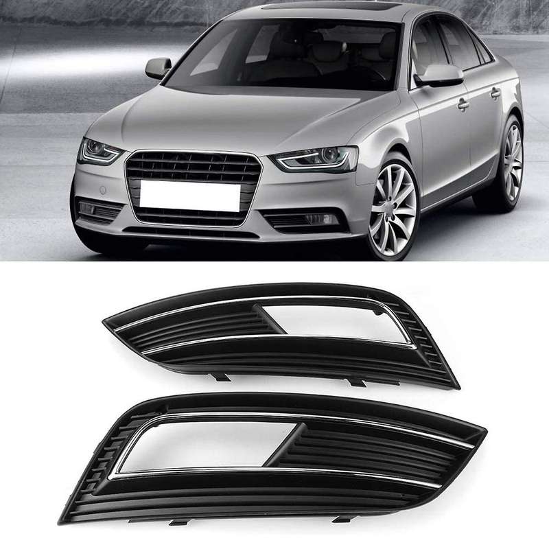 Left Right Front Bumper Fog Light Grille Grill Cover for - A4 B8 B9 2013-2016 8KD807681B 8KD807682B