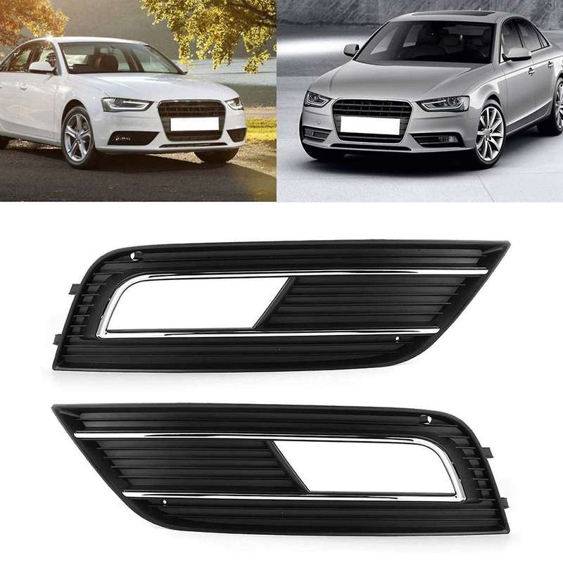 Left Right Front Bumper Fog Light Grille Grill Cover for - A4 B8 B9 2013-2016 8KD807681B 8KD807682B