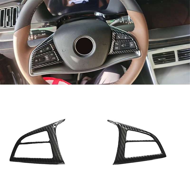 Left Right Steering Wheel Frame Decor Switch Button Cover Trim Decoration Carbon Fiber Look for TAN