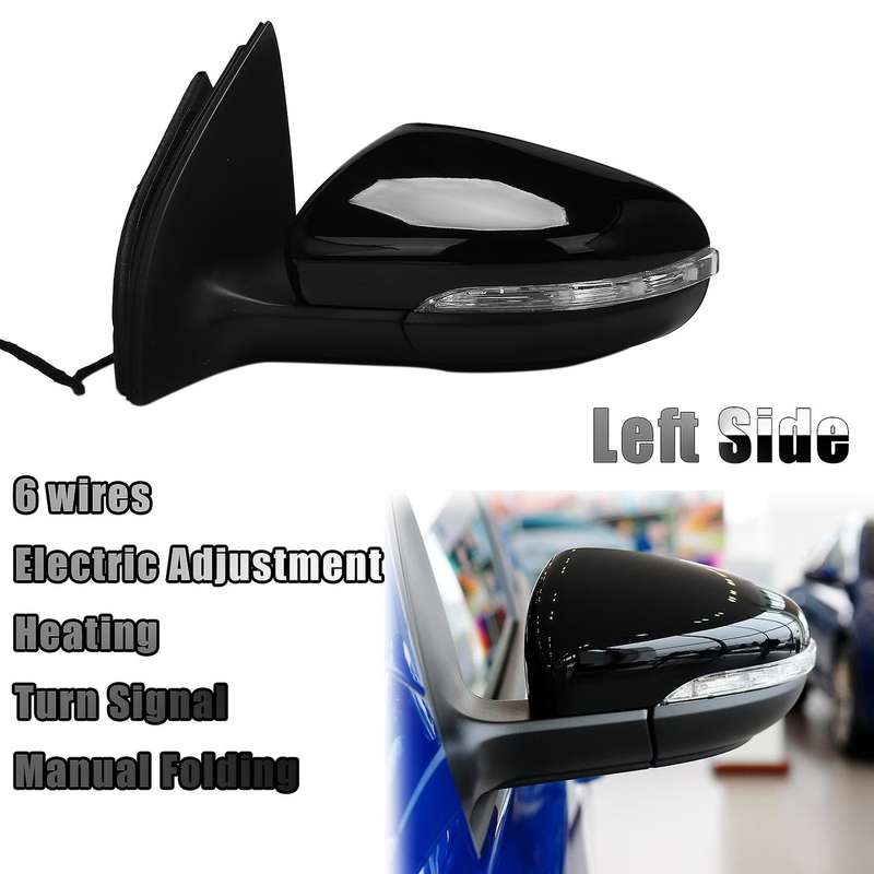 Left Side Door Rear View Mirror Assembly LH 6 Lines for Golf MK6 2009-2012 with Electric Adjustment