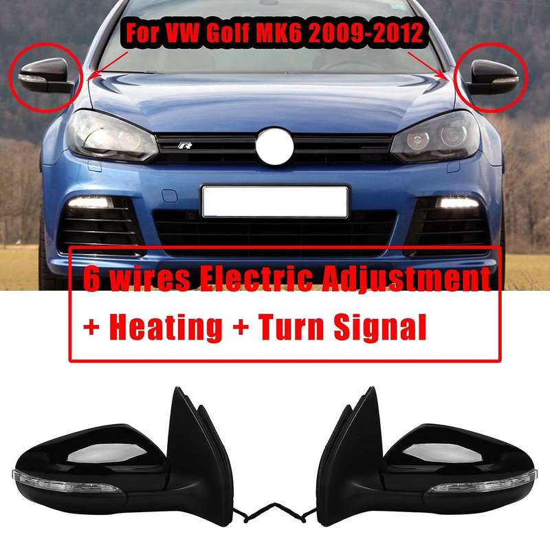 Left Side Door Rear View Mirror Assembly LH 6 Lines for Golf MK6 2009-2012 with Electric Adjustment