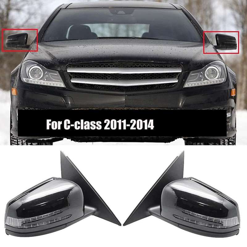 Left Side Door Rear View Mirror Assembly Black for W204 C-Calss C300 C350 C63 2011-2014