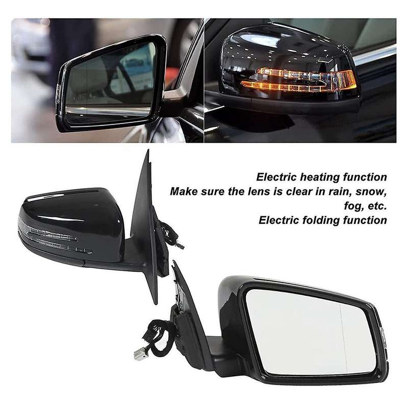 Left Side Door Rear View Mirror Assembly Black for W204 C-Calss C300 C350 C63 2011-2014