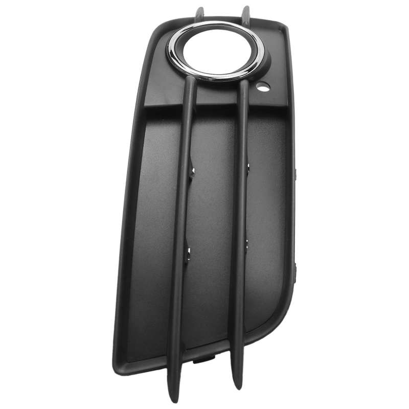 Left Side Matte Black Fog Light Grill Chrome Ring Bumper for- A4 B8 S4 2008-2012 8K0807681C