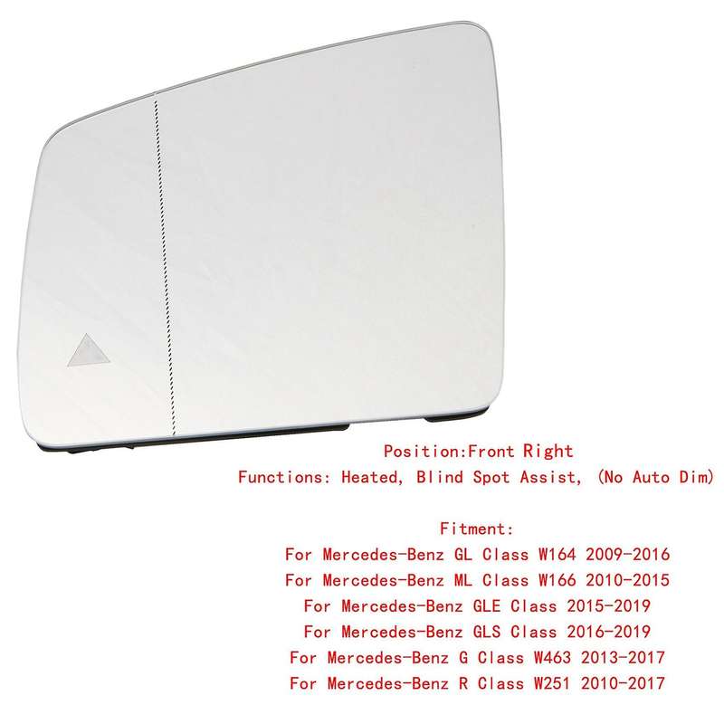 Left Side Mirror Rearview Mirror Glass Heated Blind Spot Assist for - G ML Class W164 W166 2009-2019