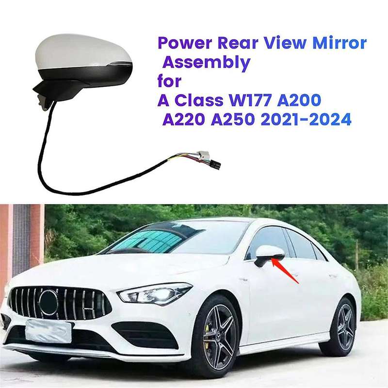Left Side Power Rear View Mirror Assembly for A Class W177 A200 A220 A250 2021-2024 Outer Folding Mi