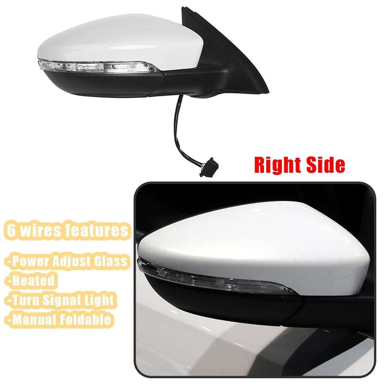 Left Side Rear View Mirror Assembly Power Glass Heated Turn Signal 6 Wires for 2011 - 2018 5C7857507