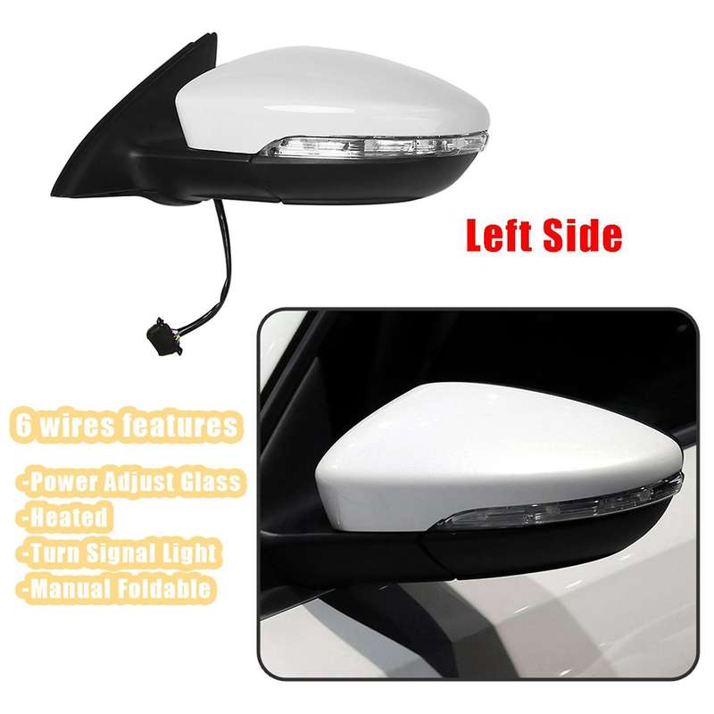 Left Side Rear View Mirror Assembly Power Glass Heated Turn Signal 6 Wires for 2011 - 2018 5C7857507