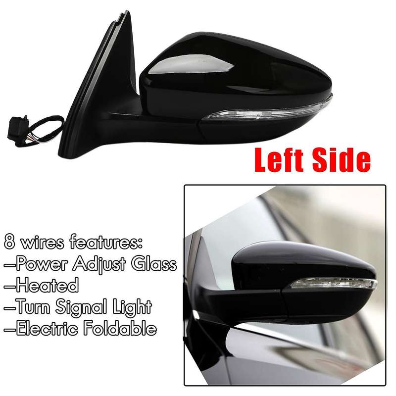Left Side Rear View Mirror Assembly Power Glass Heated Turn Signal Foldable 8 Wires for 2011-2018 5C